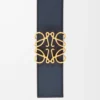 Wendbarer Anagram-Gürtel aus glattem Kalbsleder Schwarz/Ozeanblau/Gold