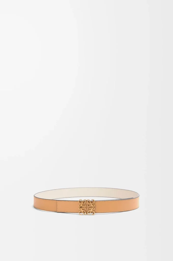 Wendbarer Anagram-Gürtel aus glattem Kalbsleder Warm Desert/Light Oat/Bronze