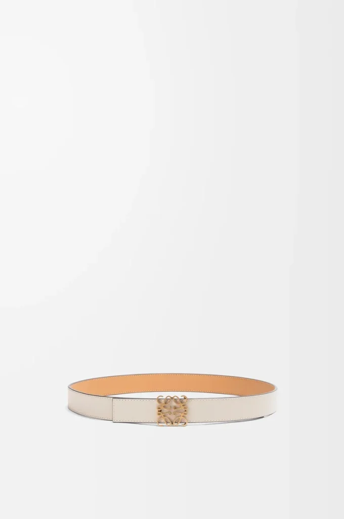 Wendbarer Anagram-Gürtel aus glattem Kalbsleder Warm Desert/Light Oat/Bronze