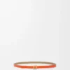 Wendbarer Anagram-Würfelgürtel aus glattem Kalbsleder in Lehmgrün/Leuchtendem Orange/Gold