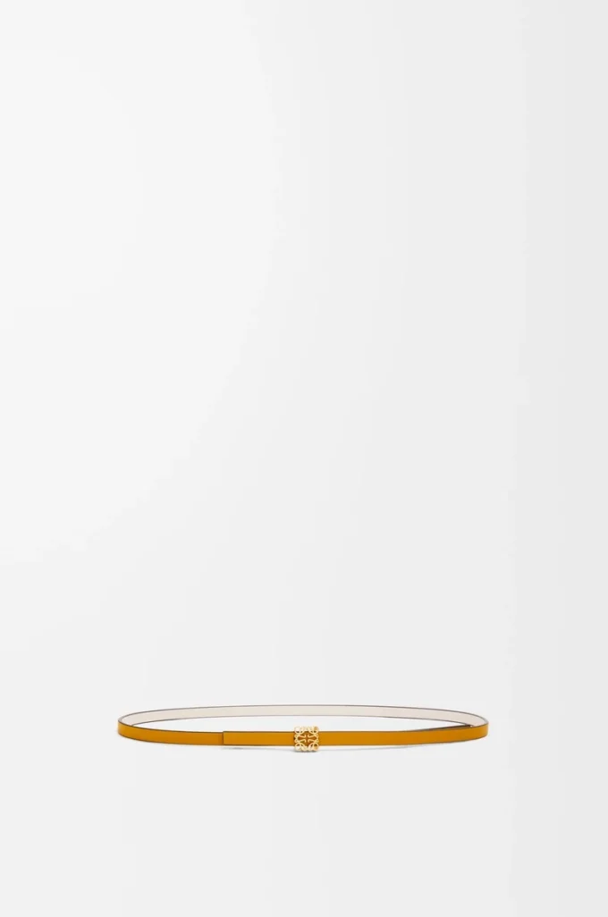 Wendbarer Anagram-Würfelgürtel aus glattem Kalbsleder in Soft White/Sunflower/Gold