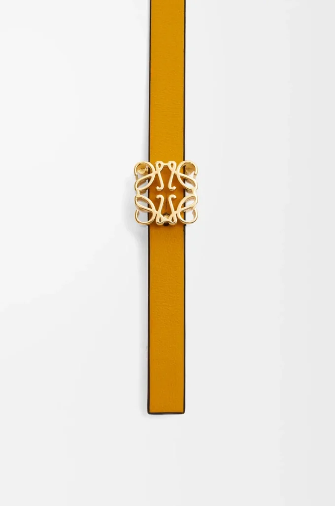 Wendbarer Anagram-Würfelgürtel aus glattem Kalbsleder in Soft White/Sunflower/Gold