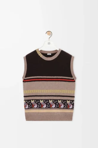 Weste aus Wolle und Kaschmir Beige/Mehrfarbig