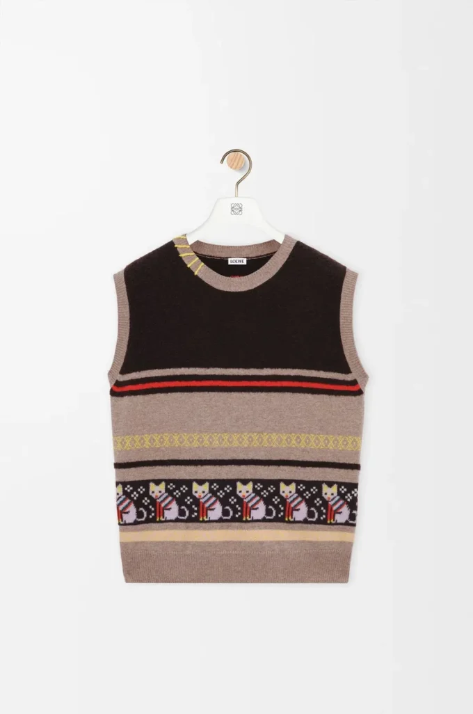 Weste aus Wolle und Kaschmir Beige/Mehrfarbig