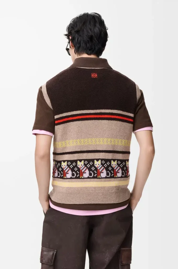 Weste aus Wolle und Kaschmir Beige/Mehrfarbig
