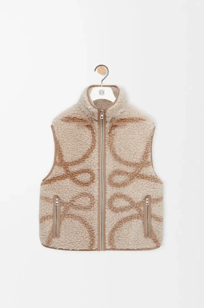 Weste aus Wollmischung Beige/Khaki-Grün