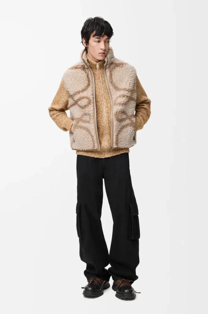 Weste aus Wollmischung Beige/Khaki-Grün
