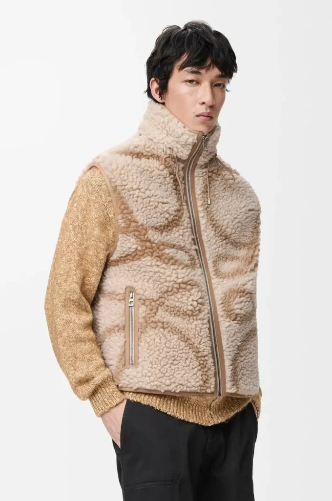 Weste aus Wollmischung Beige/Khaki-Grün