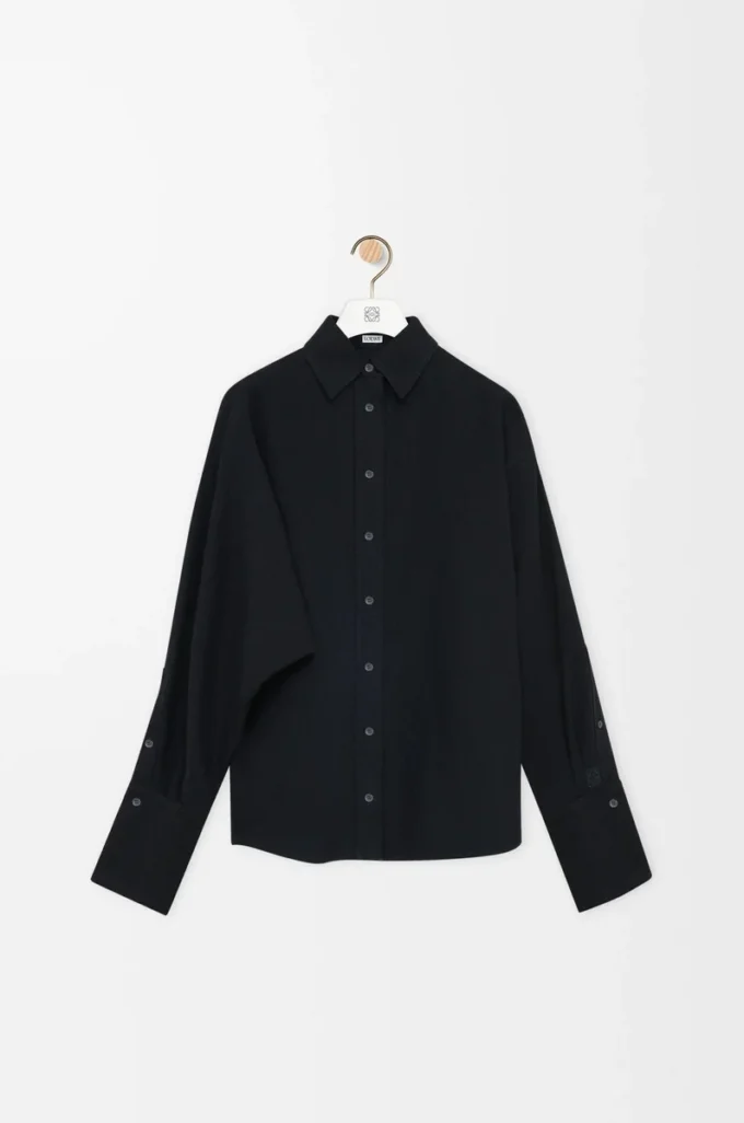 Wickelhemd aus Denim Schwarz
