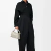 Wickelhemd aus Denim Schwarz