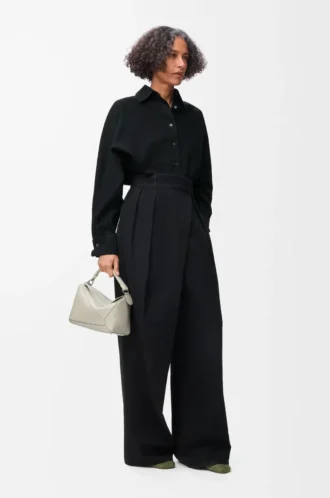 Wickelhemd aus Denim Schwarz