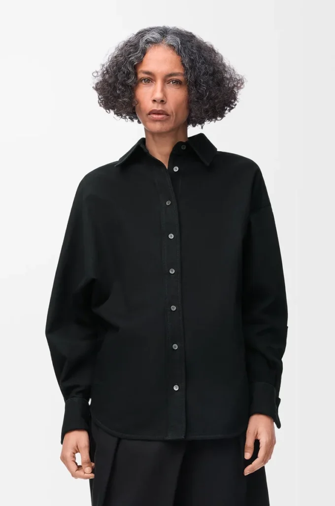 Wickelhemd aus Denim Schwarz