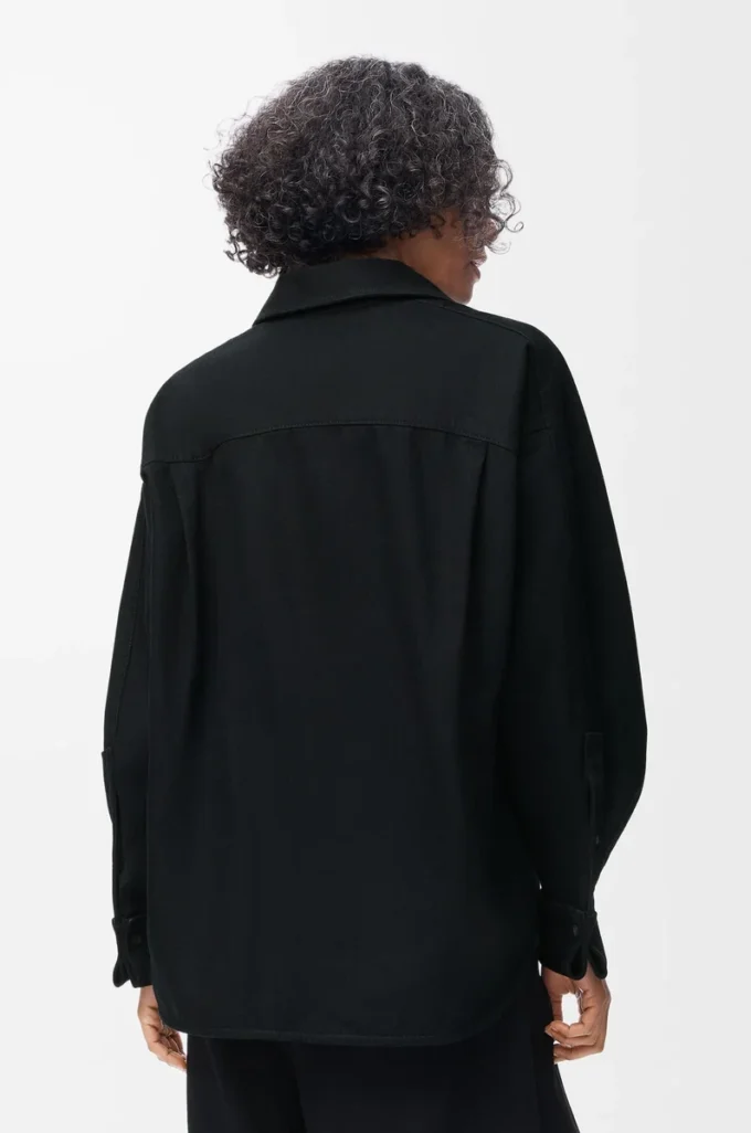 Wickelhemd aus Denim Schwarz