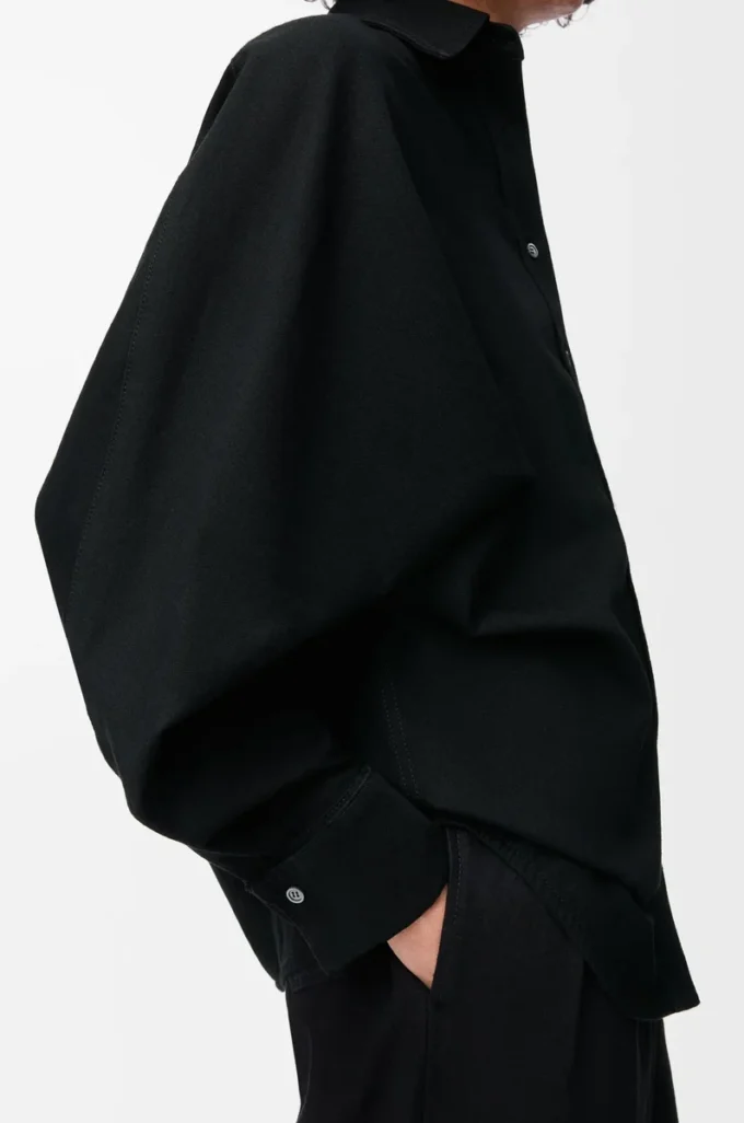 Wickelhemd aus Denim Schwarz