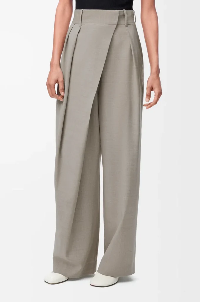 Wickelhose aus Wolle Hellbeige Melange