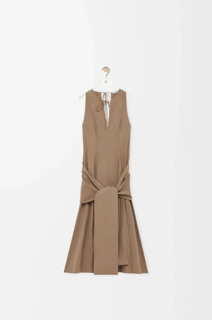 Wickelkleid aus Baumwolle Beige