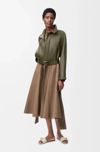 Wickelkleid aus Baumwolle Beige