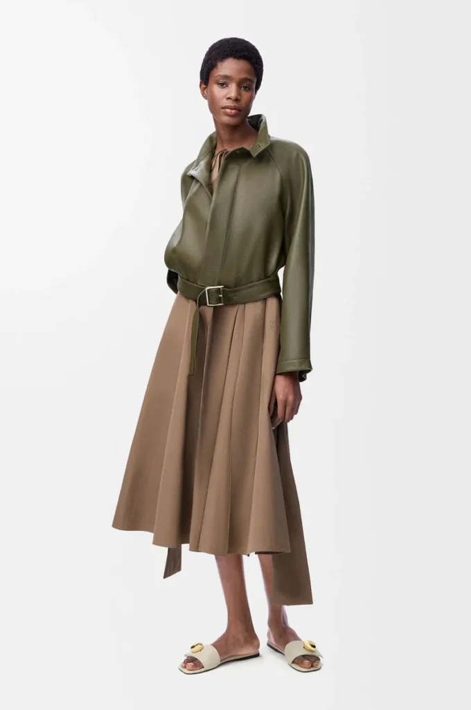 Wickelkleid aus Baumwolle Beige