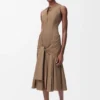 Wickelkleid aus Baumwolle Beige