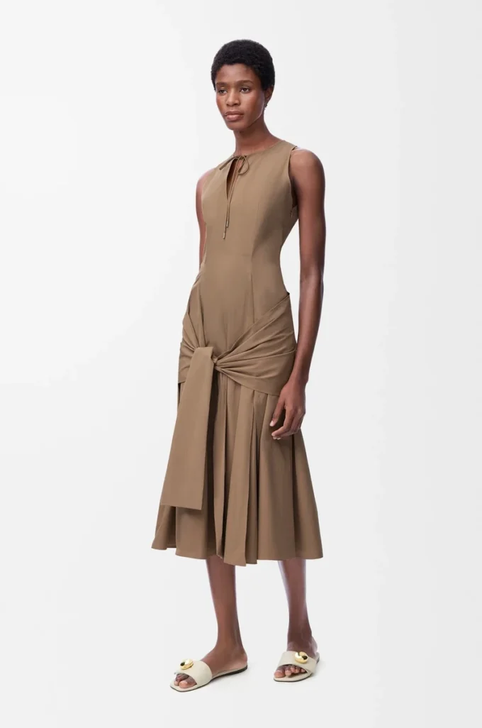 Wickelkleid aus Baumwolle Beige