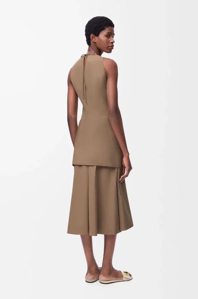 Wickelkleid aus Baumwolle Beige
