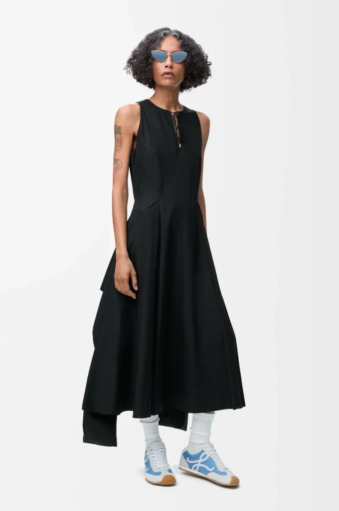 Wickelkleid aus Baumwolle Schwarz