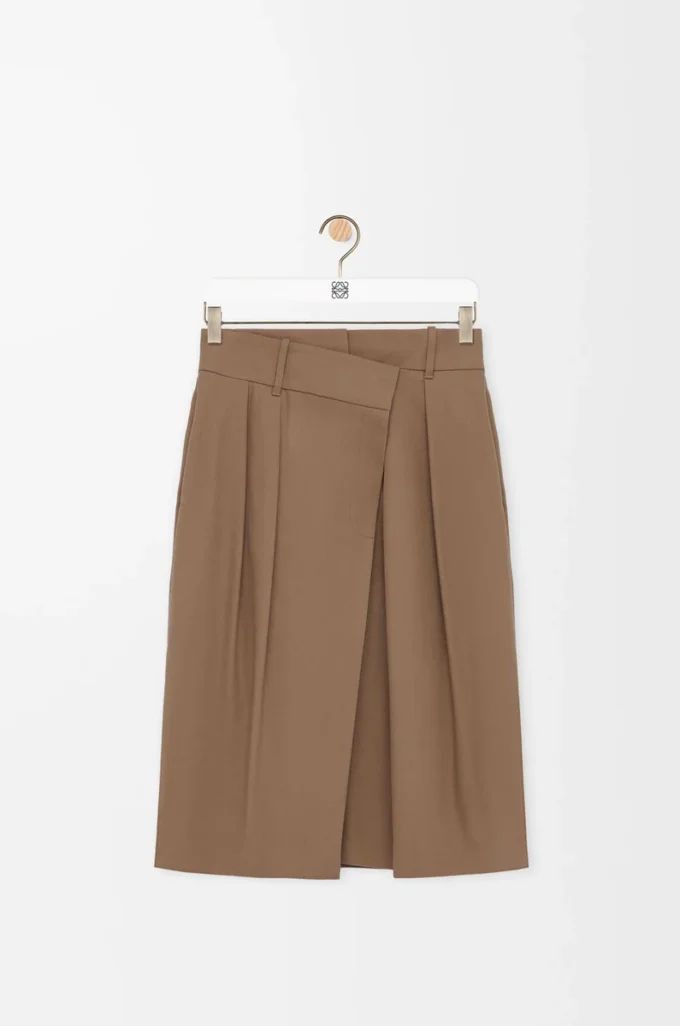 Wickelrock aus Baumwolle Beige