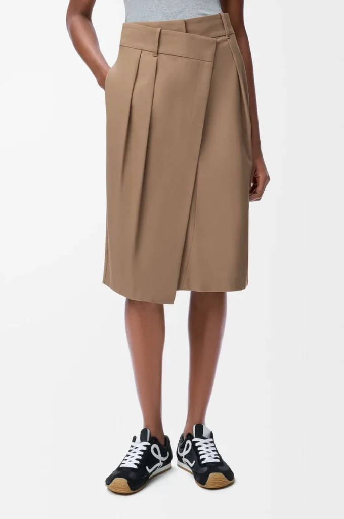 Wickelrock aus Baumwolle Beige