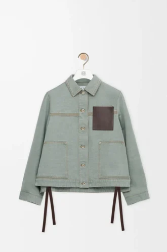 Workwear-Jacke aus Denim Khaki-Grün