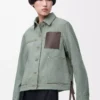 Workwear-Jacke aus Denim Khaki-Grün