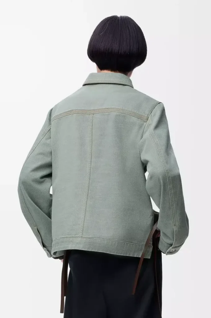 Workwear-Jacke aus Denim Khaki-Grün