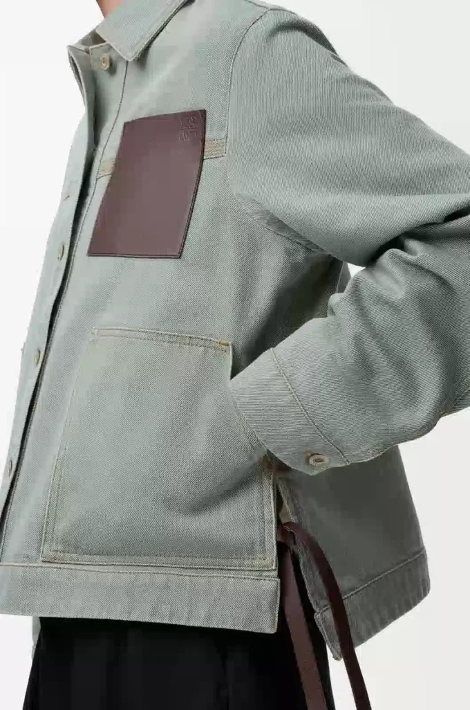 Workwear-Jacke aus Denim Khaki-Grün