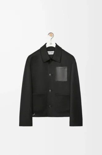 Workwear-Jacke aus Wolle und Kaschmir Schwarz