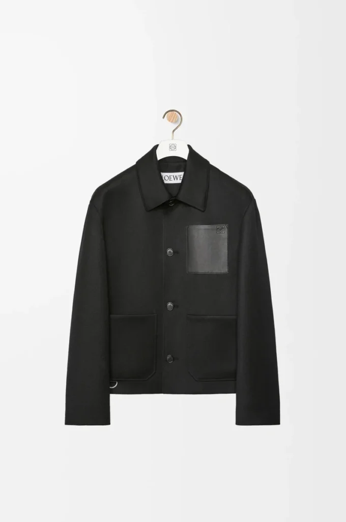 Workwear-Jacke aus Wolle und Kaschmir Schwarz