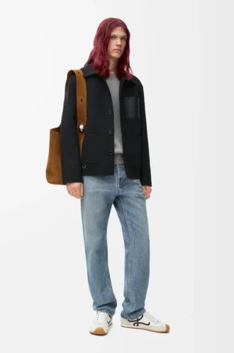 Workwear-Jacke aus Wolle und Kaschmir Schwarz