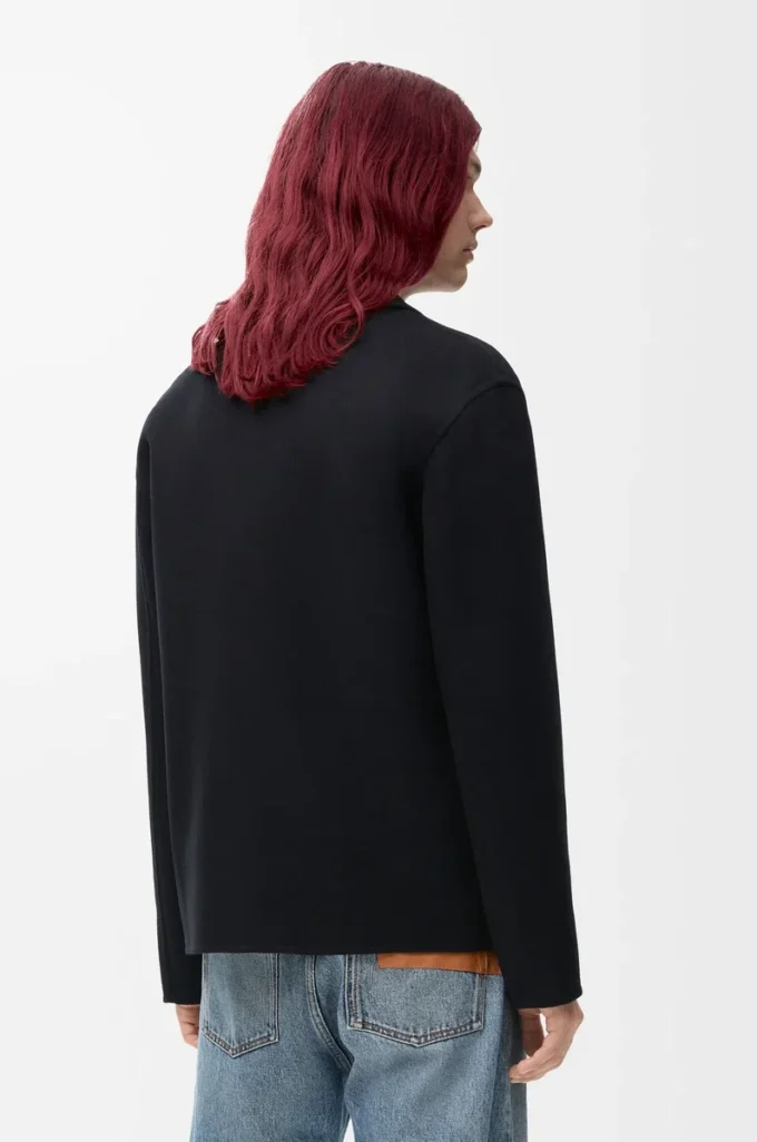 Workwear-Jacke aus Wolle und Kaschmir Schwarz