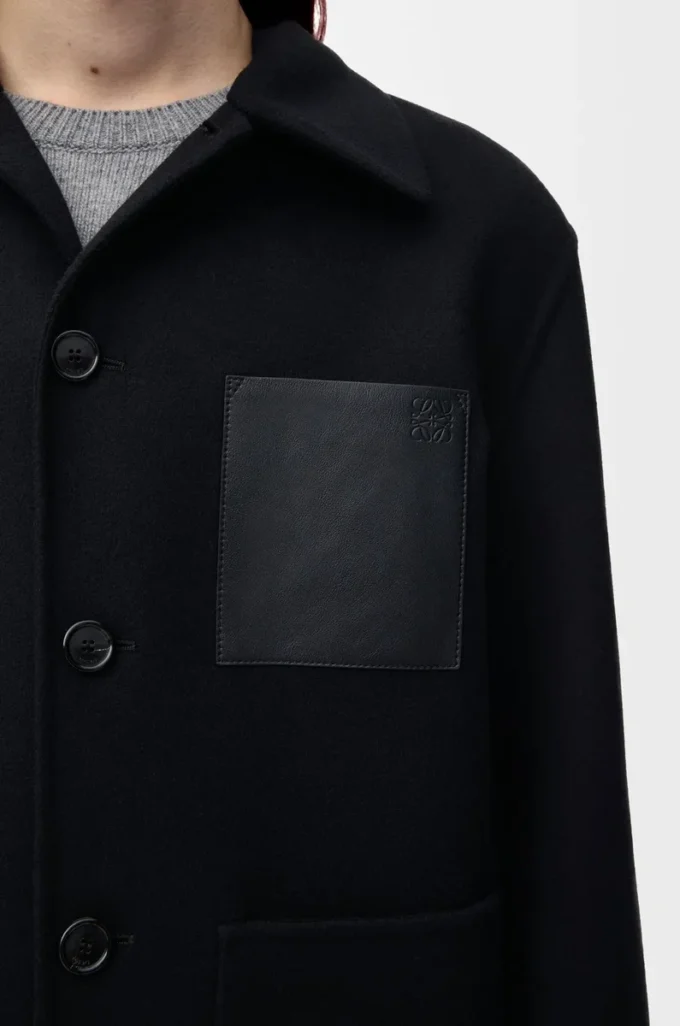 Workwear-Jacke aus Wolle und Kaschmir Schwarz