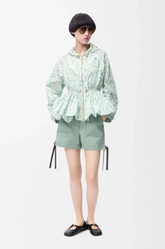 Workwear-Shorts aus Denim in Khaki-Grün