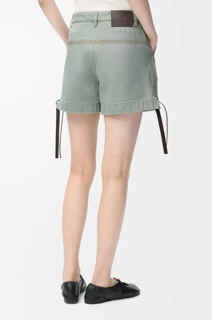 Workwear-Shorts aus Denim in Khaki-Grün