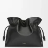 XL Flamenco Clutch aus Nappakalbsleder Schwarz
