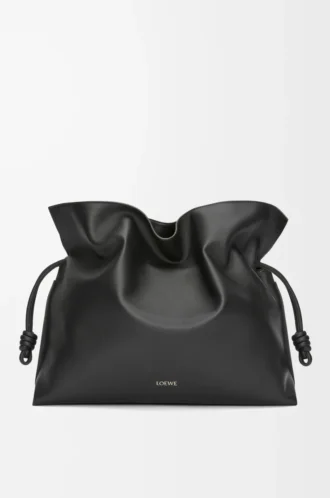 XL Flamenco Clutch aus Nappakalbsleder Schwarz