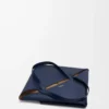 XL Puzzle Fold Tasche aus glänzendem Kalbsleder in Abyss Blue
