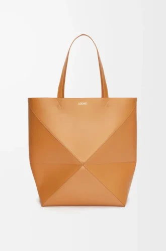 XL Puzzle Fold Tote aus glänzendem Kalbsleder Warm Desert
