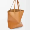 XL Puzzle Fold Tote aus glänzendem Kalbsleder Warm Desert
