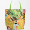 XL Puzzle Fold Tote aus klassischem Kalbsleder in Vivid Green/Multicolor