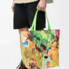XL Puzzle Fold Tote aus klassischem Kalbsleder in Vivid Green/Multicolor