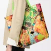 XL Puzzle Fold Tote aus klassischem Kalbsleder in Vivid Green/Multicolor