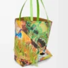 XL Puzzle Fold Tote aus klassischem Kalbsleder in Vivid Green/Multicolor