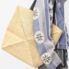 XL Puzzle Fold Tragetasche aus Raffia in Natur/Schwarz