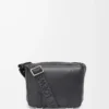 XS Military Messenger Bag aus geschmeidigem, glattem Kalbsleder und Jacquard Schwarz